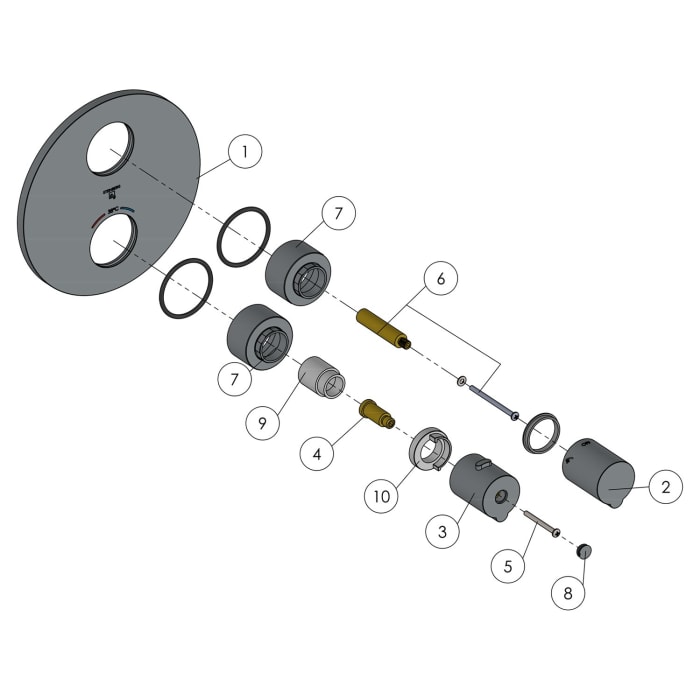 Steinberg Serie 100 Fertigmontageset für Unterputzthermostat mit 2-Wege- Umsteller