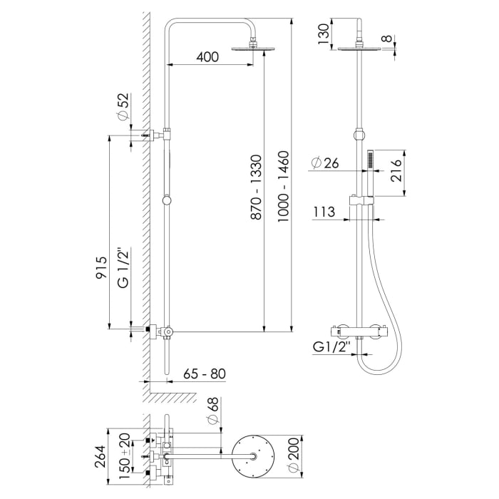 Steinberg Serie 100 Brauseset mit Thermostatarmatur