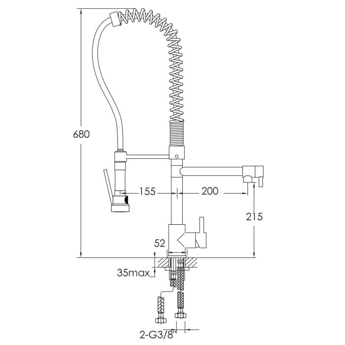 Steinberg Serie 100 Profi-Spültisch-Einhebelmischbatterie