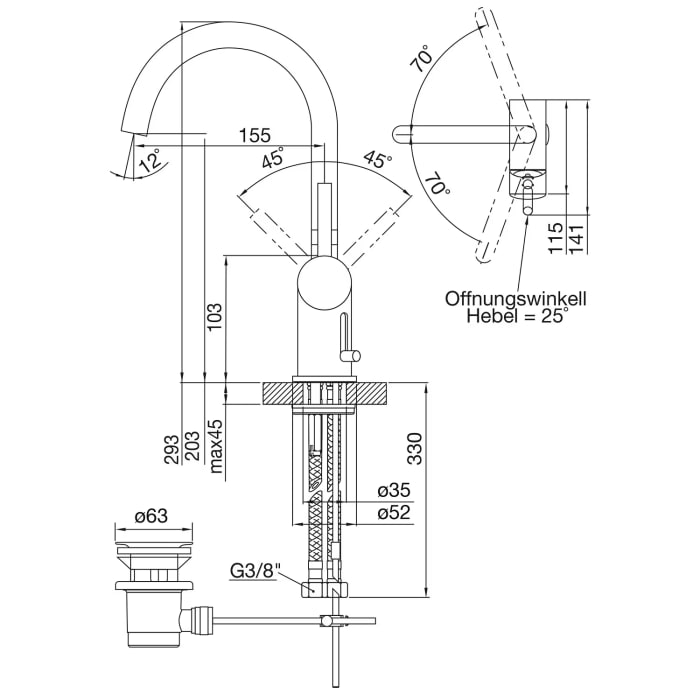 Steinberg Serie 100 Waschtisch-Einhebelmischbatterie