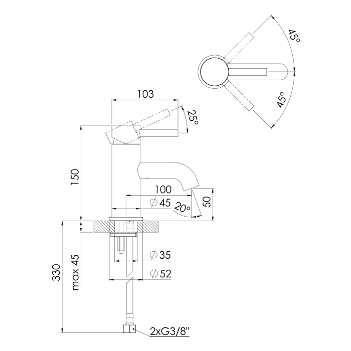 Steinberg Serie 100 Waschtisch-Einhebelmischbatterie ohne Ablaufgarnitur