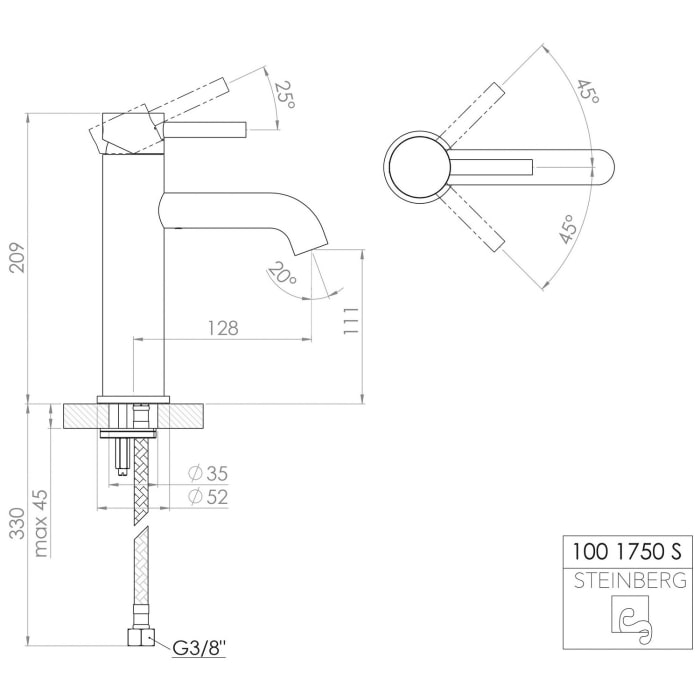 Steinberg Serie 100 Waschtisch-Einhebelmischbatterie ohne Ablaufgarnitur