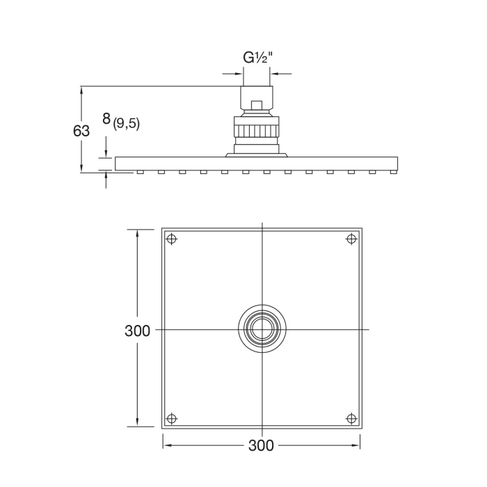 Steinberg Serie 120 Regenbrause 30 x 30 cm