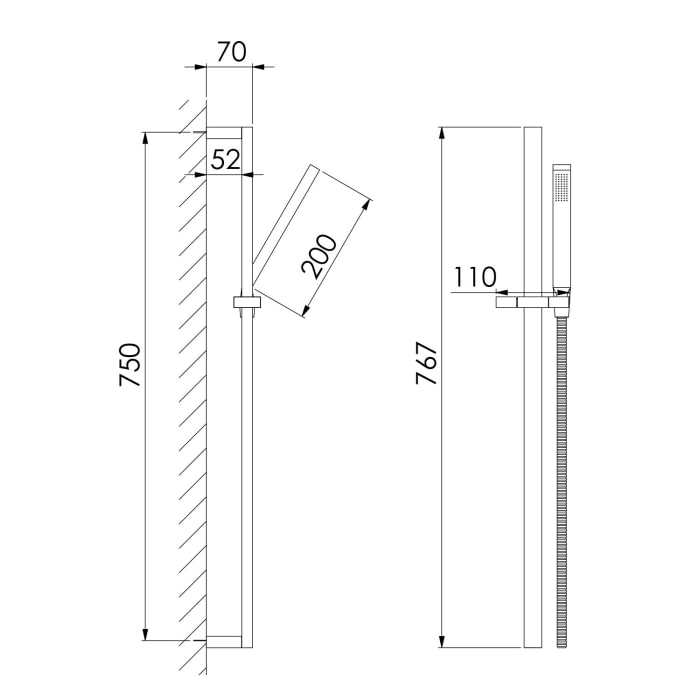 Steinberg Serie 135 Brausegarnitur mit Brausestange 75 cm