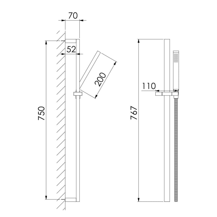 Steinberg Serie 135 Brausegarnitur mit Brausestange 75 cm