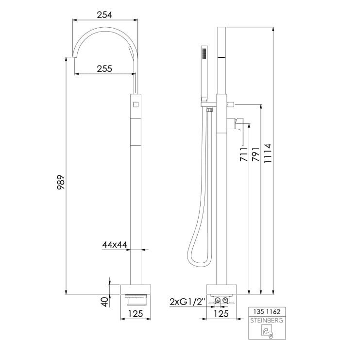 Steinberg Serie 135 freistehende Wannen-Brause Armatur