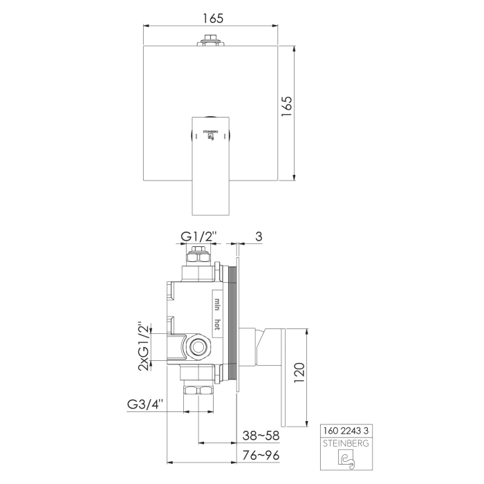 Steinberg Serie 160 Fertigmontageset für Brause-Einhebelmischer