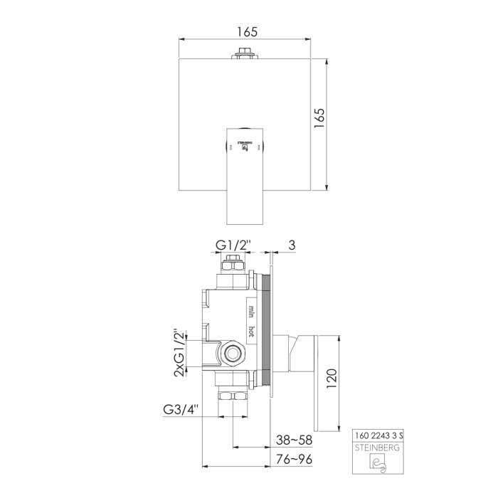 Steinberg Serie 160 Fertigmontageset Brause Einhebelmischer Unterputz