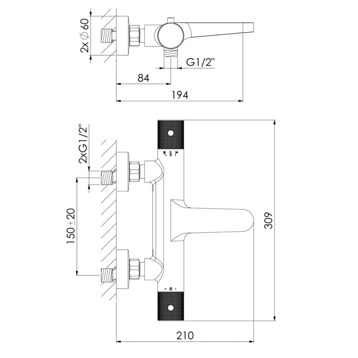 Steinberg Serie 171 Wannen-Aufputzthermostat