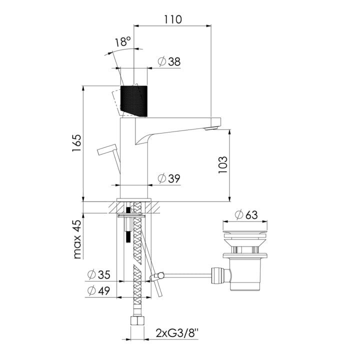 Steinberg Serie 171 Waschtisch-Einhebelmischer mit Ablaufgarnitur