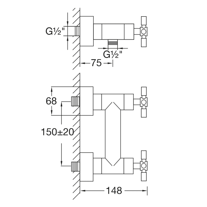 Steinberg Serie 250 Brause-Armatur Aufputz