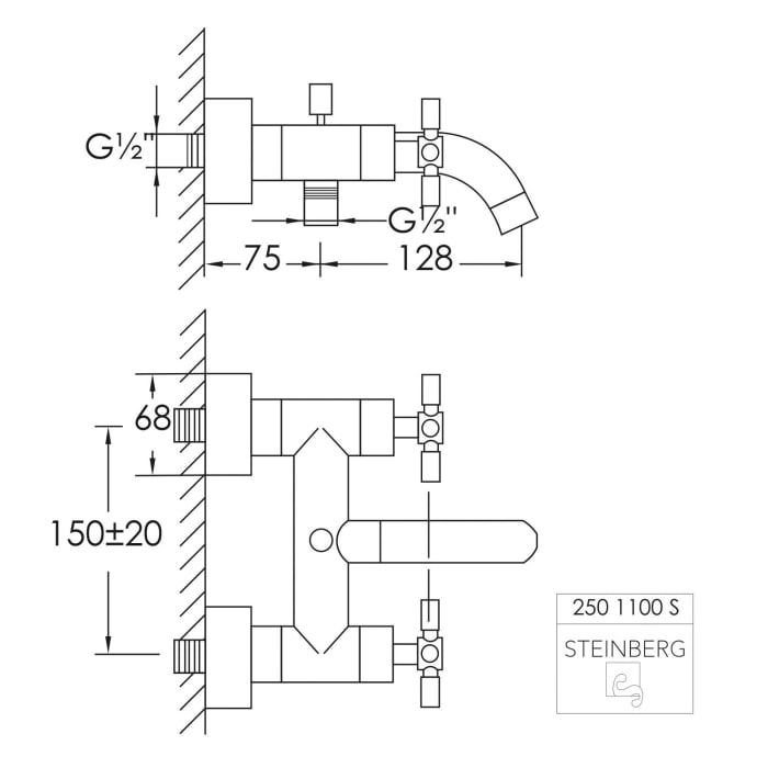 Steinberg Serie 250 Wannenarmatur Aufputz