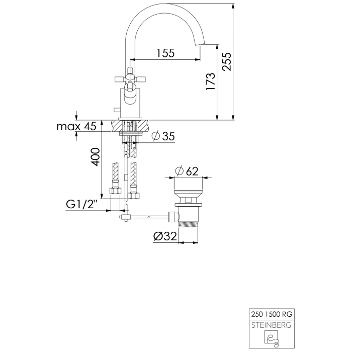 Steinberg Serie 250 Waschtisch-Zweigriffarmatur
