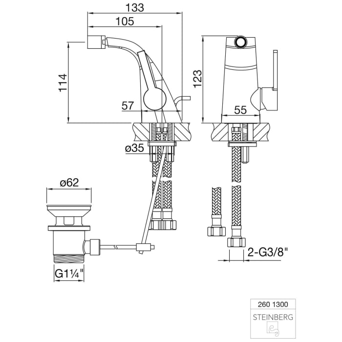 Steinberg Serie 260 Bidet-Einhebelmischbatterie