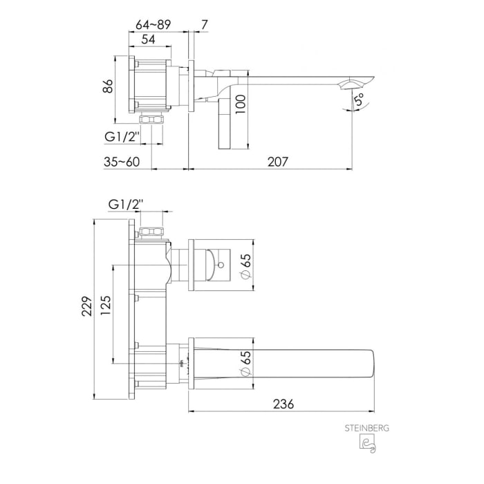 Steinberg Serie 290 Unterputz Waschtisch-Einhebelmischer