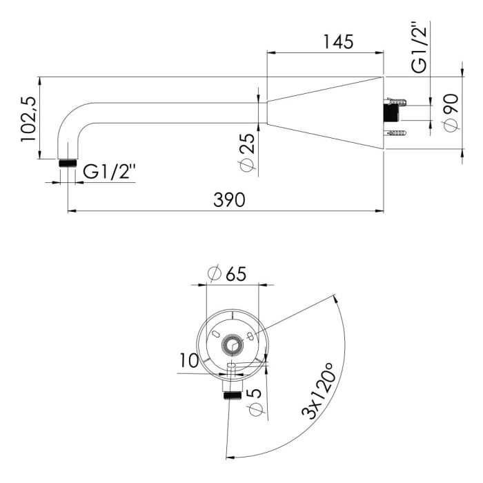 Steinberg Serie 310 Brausearm Wandmontage