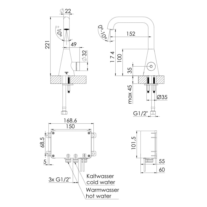 Steinberg Serie 310 elektronische Waschtischarmatur