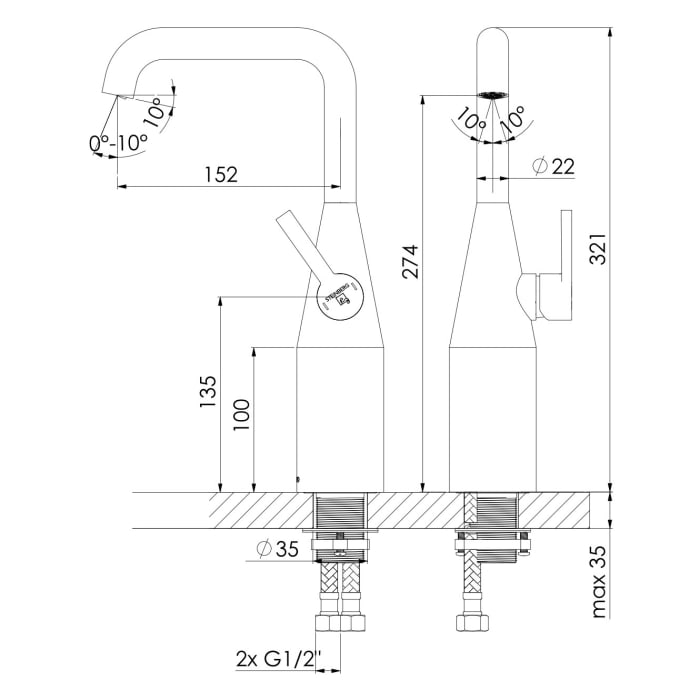 Steinberg Serie 315 Waschtischarmatur ohne Ablaufgarnitur