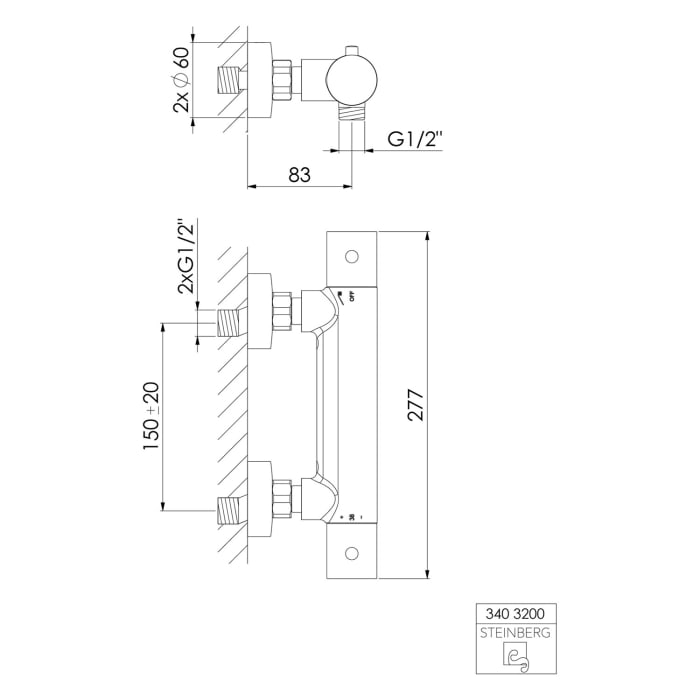 Steinberg Serie 340 Brause-Aufputz-Thermostat