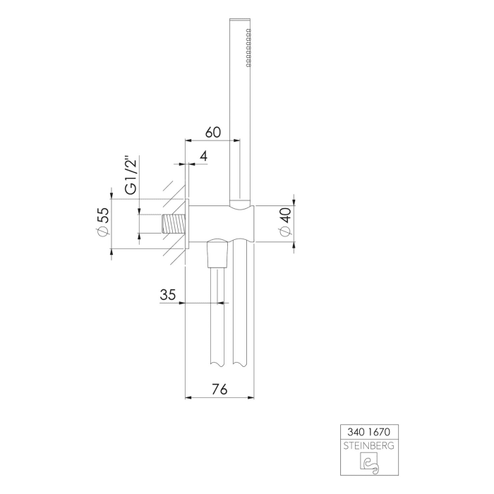 Steinberg Serie 340 Handbrausegarnitur mit integriertem Brauseanschlussbogen