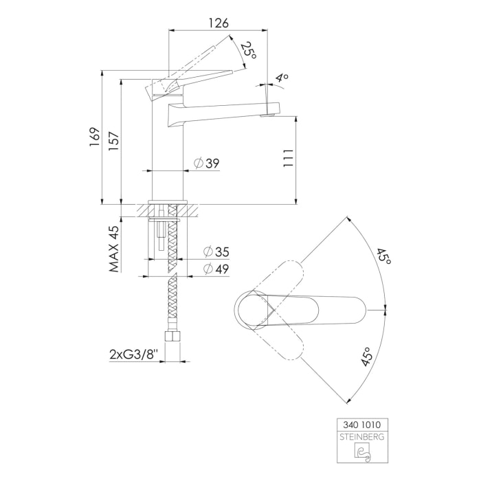 Steinberg Serie 340 Waschtisch-Einhebelmischer ohne Ablaufgarnitur