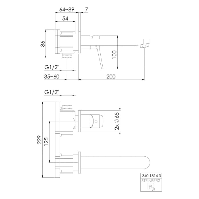 Steinberg Serie 340 Waschtisch-Wand-Einhebelmischer mit Farbhülse