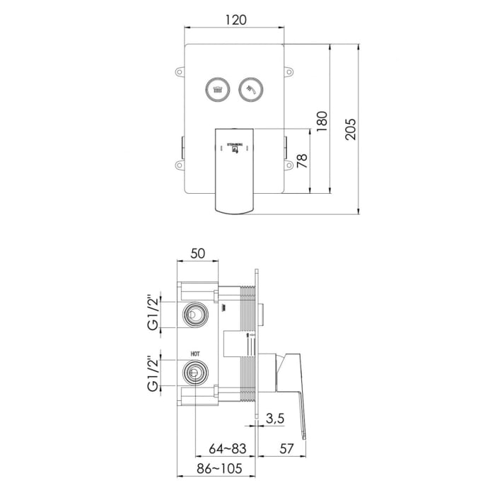Steinberg Serie 342 Unterputz-Einhebelmischer 3/4