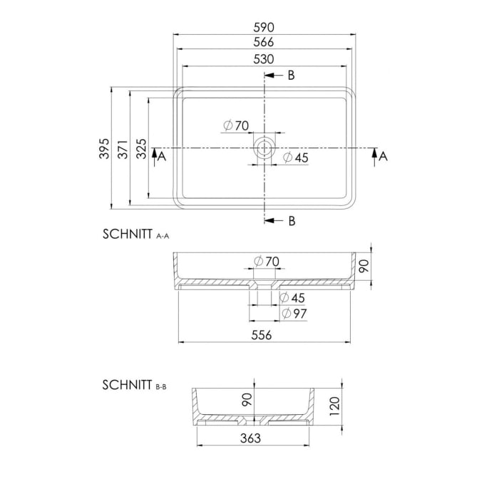 Steinberg Serie 440 Aufsatzwaschtisch 59 x 39,5 cm