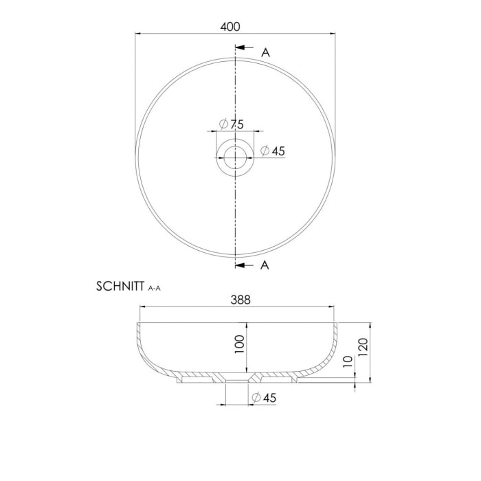 Steinberg Serie 440 Aufsatzwaschtisch rund Ø 40 cm