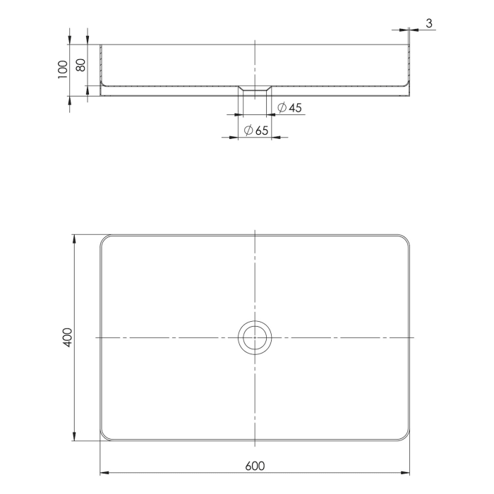 Steinberg Serie 442 Aufsatzschale aus Edelstahl 60 x 40 cm