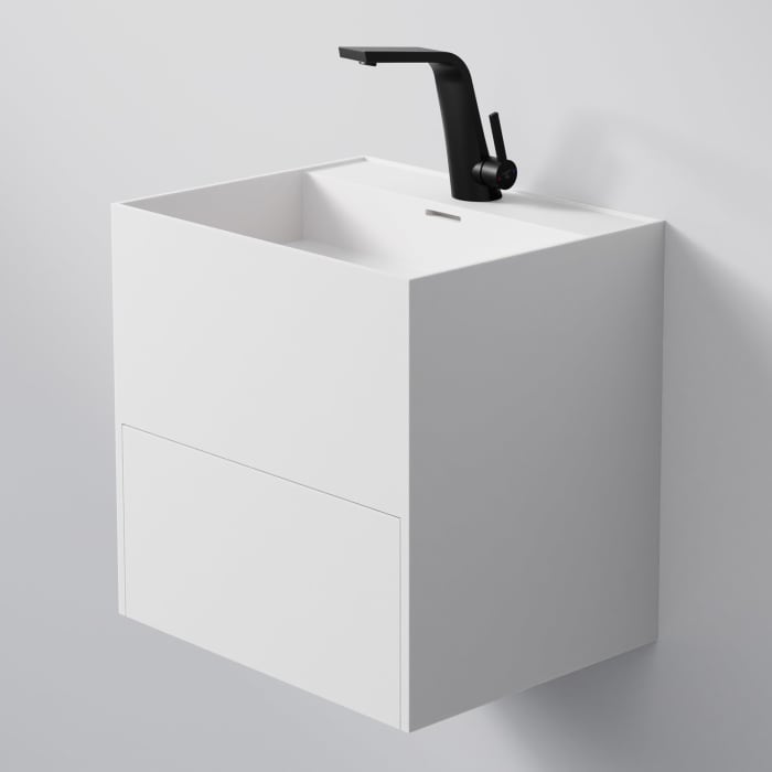 Steinberg Serie 443 Wandwaschtisch mit 1 Auszug aus Mineo Stone 50 x 40 cm