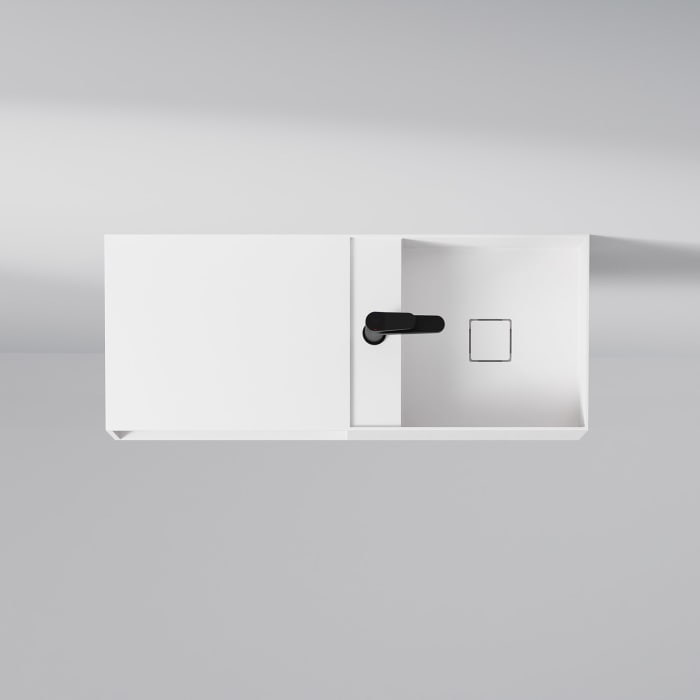 Steinberg Serie 443 Wandwaschtisch mit offenem Fach links aus Mineo Stone 100 x 40 cm