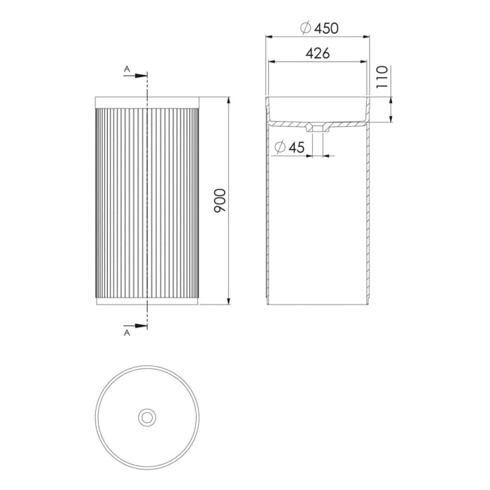 Steinberg Serie 740 Standwaschtisch Ø 45 cm