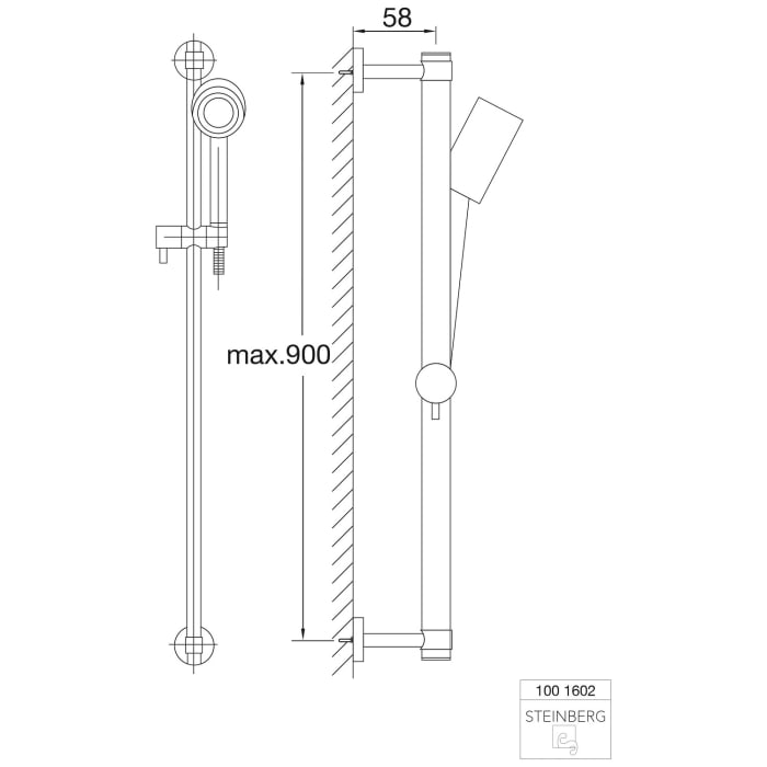 Steinberg Serie Universal Brausegarnitur 90 cm mit variabler Befestigung