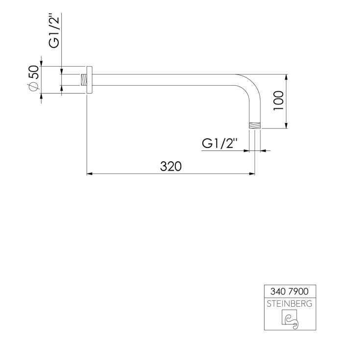 Steinberg Serie 340 Brausearm- Wandmontage