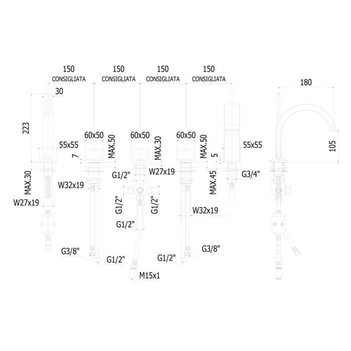 Steinkamp Lifestyle 5-Loch-Wannenarmatur