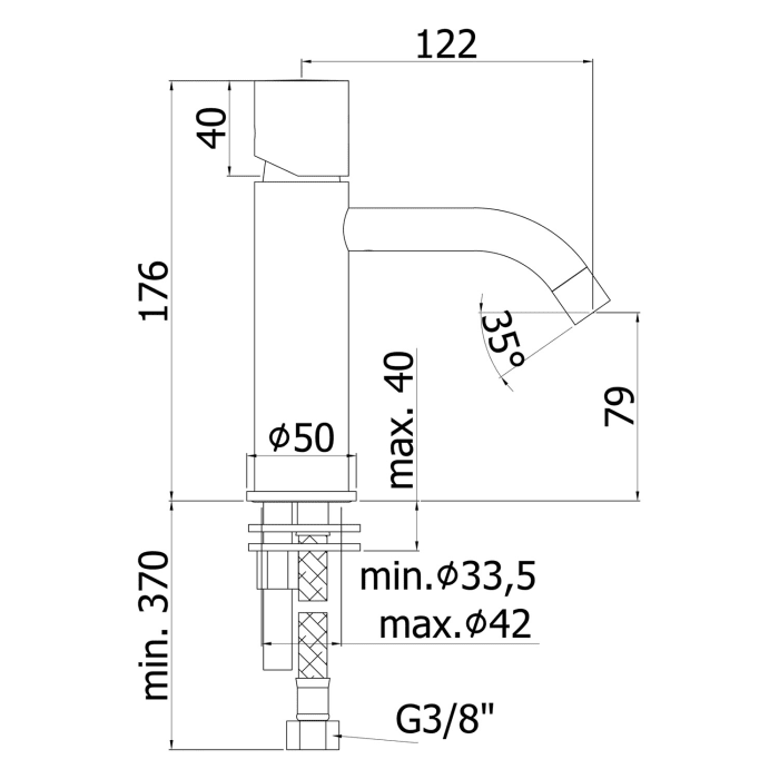 Steinkamp Living Black Waschtisch-Einhebelmischer ohne Abl.-Garnitur, mit Wasserspar-Strahlregler 5L/Min