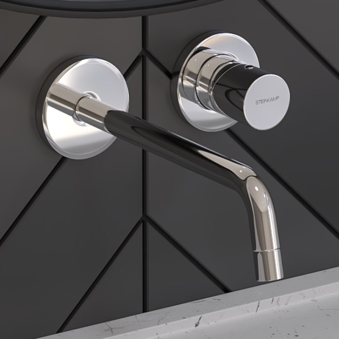 Steinkamp Living Wand-Waschtisch Einhebelmischer incl. Grundkörper, mit Wasserspar-Strahlregler 5L/Min, Ausladung 17,8 cm