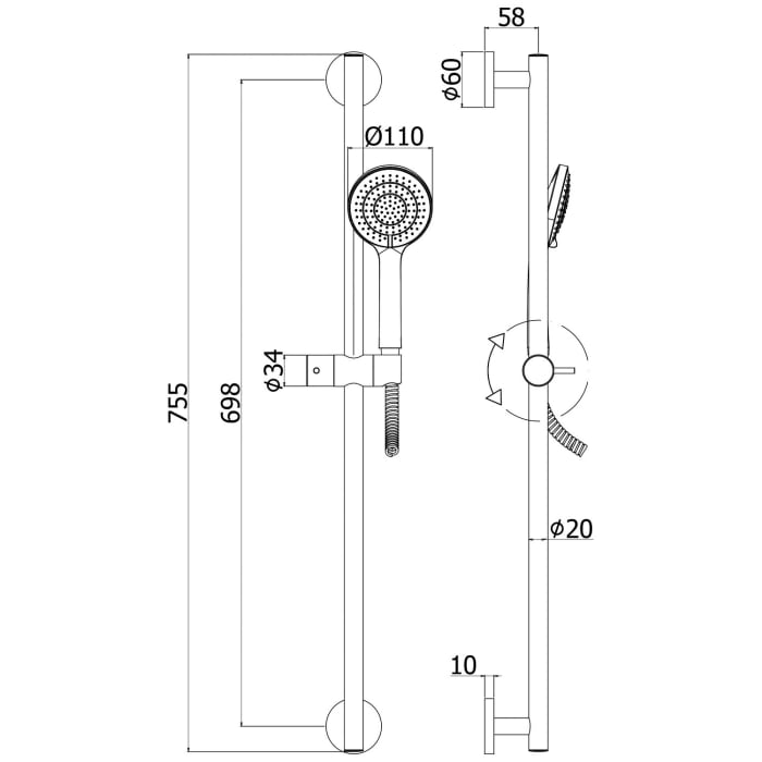 Steinkamp Wandstangenset rund