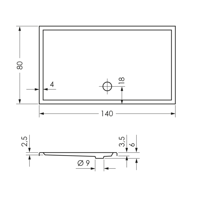 Steinkamp Life Duschwanne 140 x 80 cm