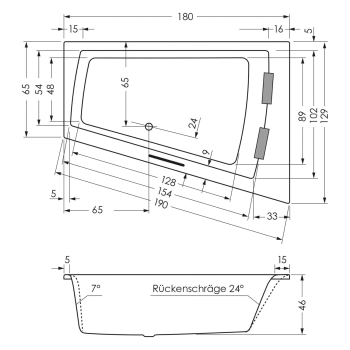 Steinkamp Life Eckbadewanne mit Whirlsystem 180 x 130/65 cm, Ecke links, inkl. Viega Multiplex Trio MT5