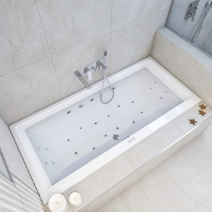 Steinkamp Life Rechteck-Badewanne mit Whirlsystem 180 x 80 cm, inkl. Viega Multiplex Trio MT5