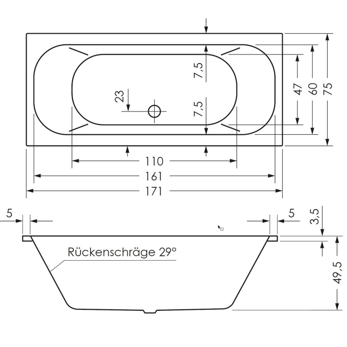 Steinkamp Life Badewanne 170 x 75 cm