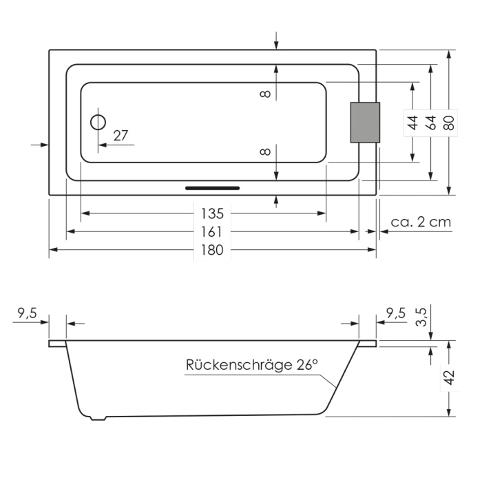 Steinkamp Life Badewanne 180 x 80 cm