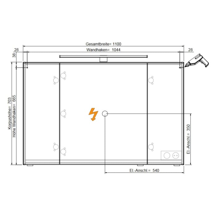 Steinkamp Joy 2.0 Spiegelschrank 110 cm mit 3 Türen und LED-Aufsatzleuchte