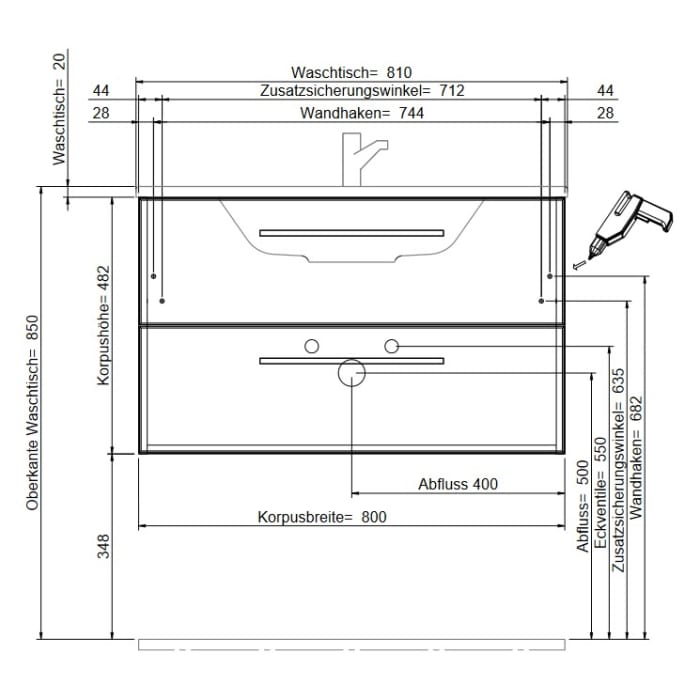 Steinkamp Joy 2.0 Waschtischunterschrank 80 cm mit Pelipal Waschtisch