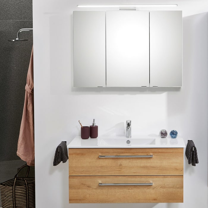 Steinkamp Life 2.0 Badmöbel Set 101 cm mit LED-Spiegelschrank