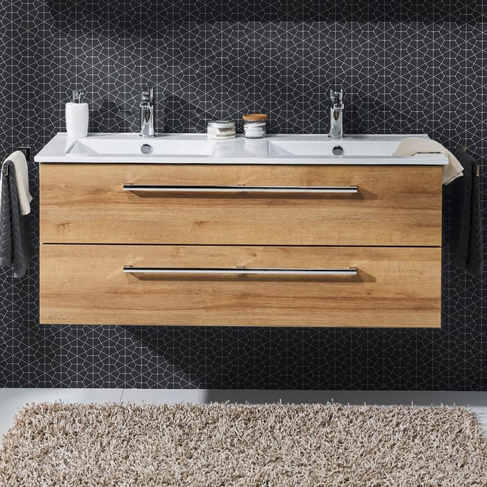 Steinkamp Life 2.0 Waschtischunterschrank mit Pelipal Doppelwaschtisch 121 cm