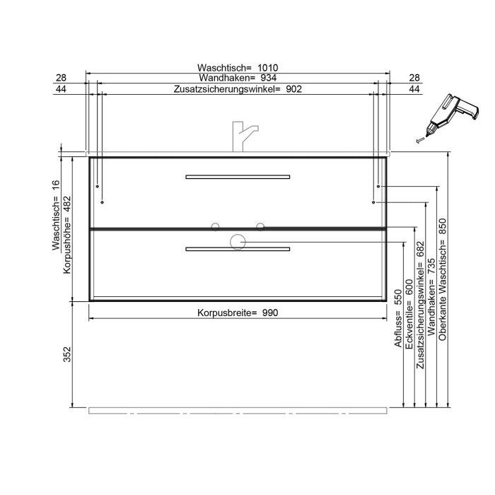 Steinkamp Life 2.0 Waschtischunterschrank 99 cm