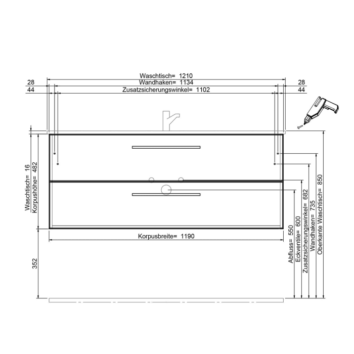 Steinkamp Life 2.0 Waschtischunterschrank 119 cm